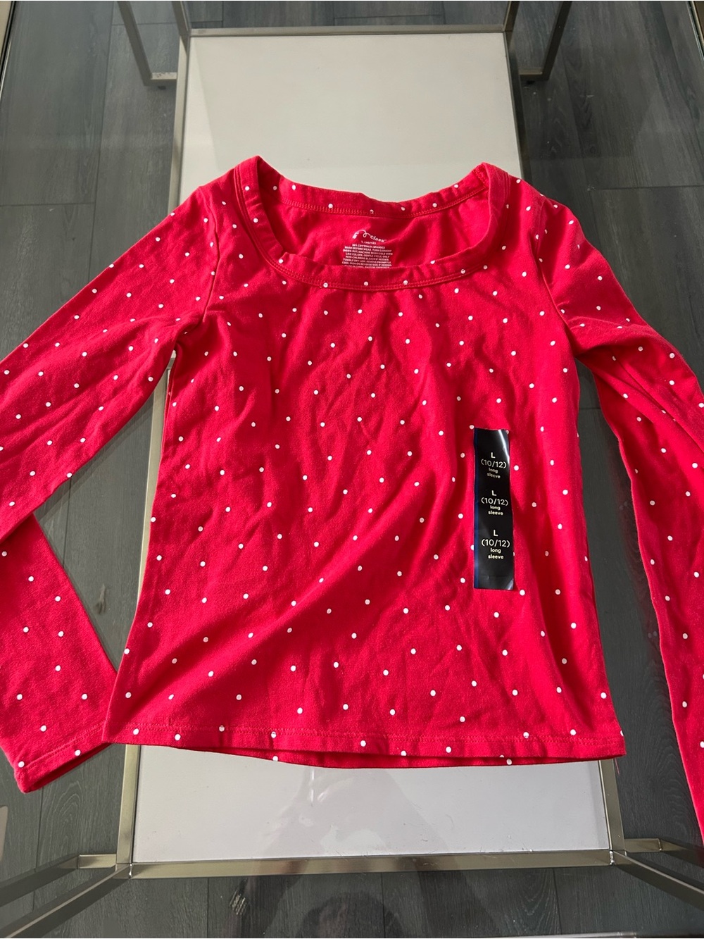 art class Bright Red Long-Sleeve Tee with White Polka Dots